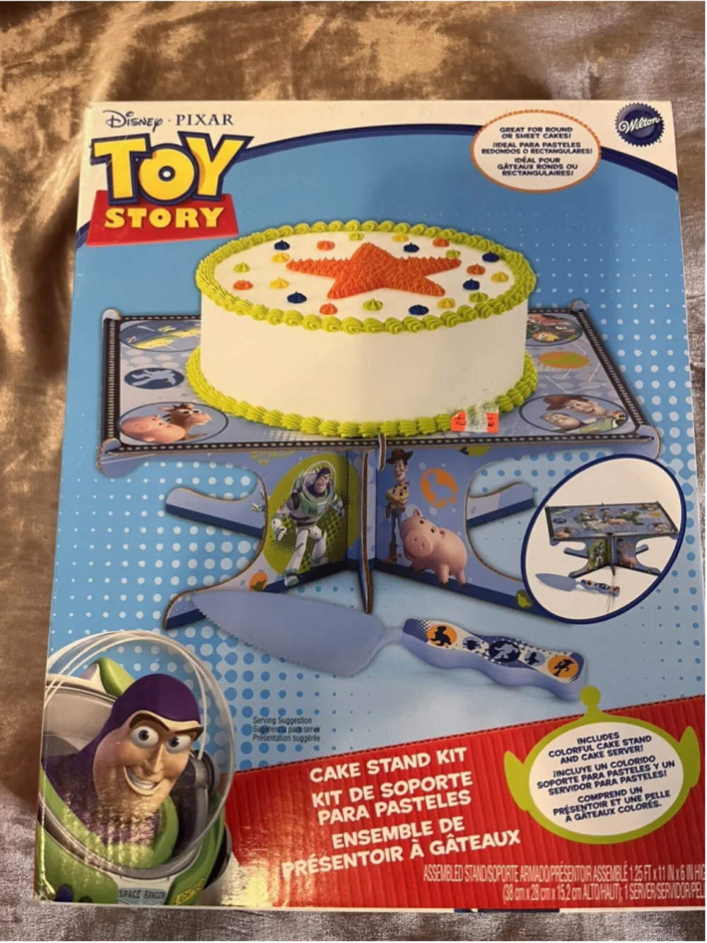 New Disney Toy Story Cake Stand Kit Kids Party Cakes Holder Plate Square Buzz